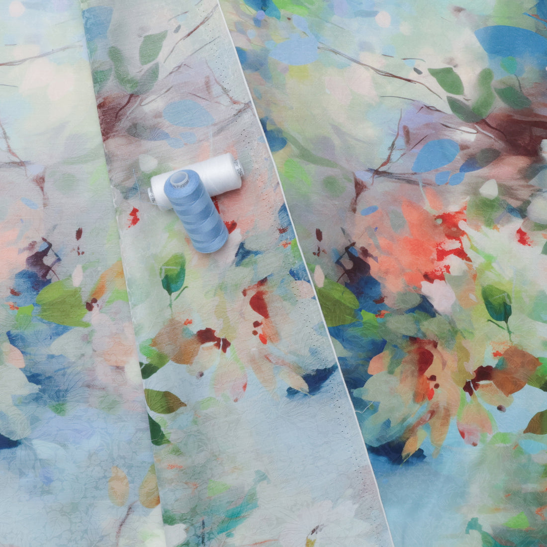 Silk Cotton - Digital Print - Dark Blue Green