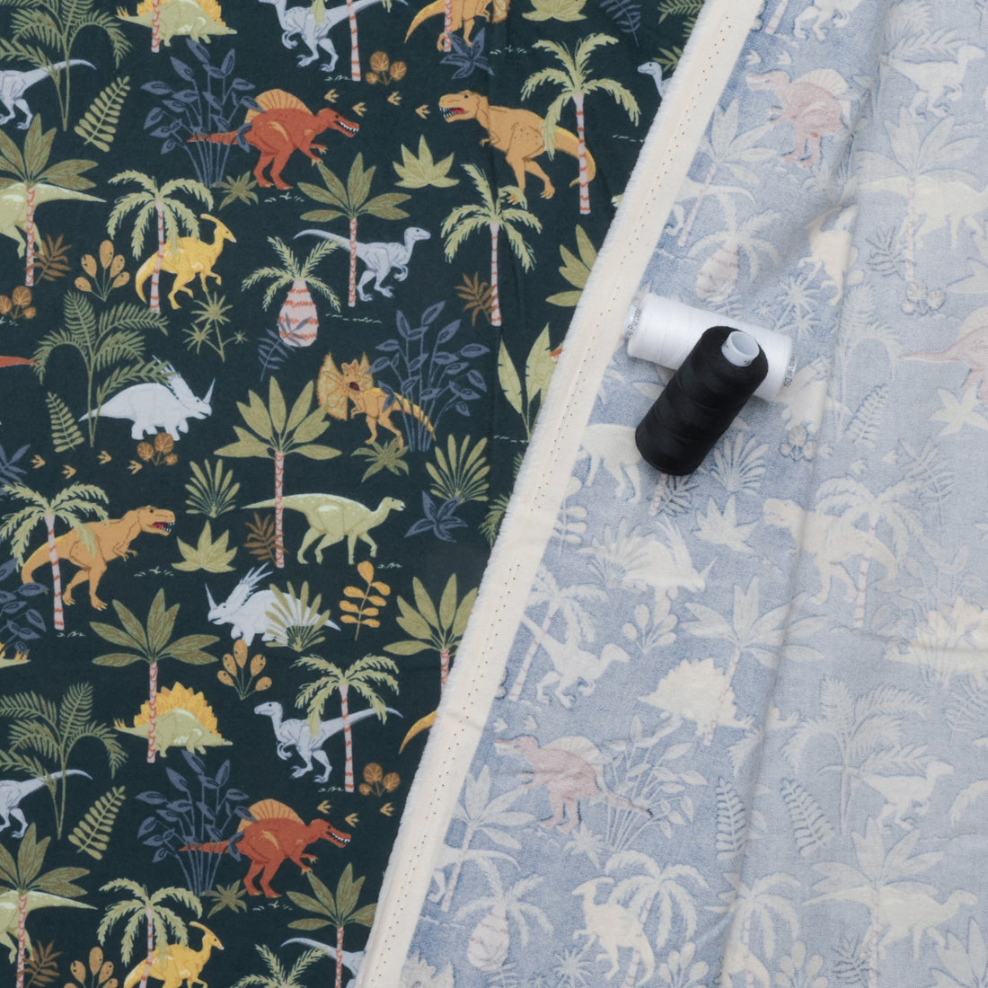 Riley Blake - Flannel - Cretaceous Jungle - Dinos - Navy