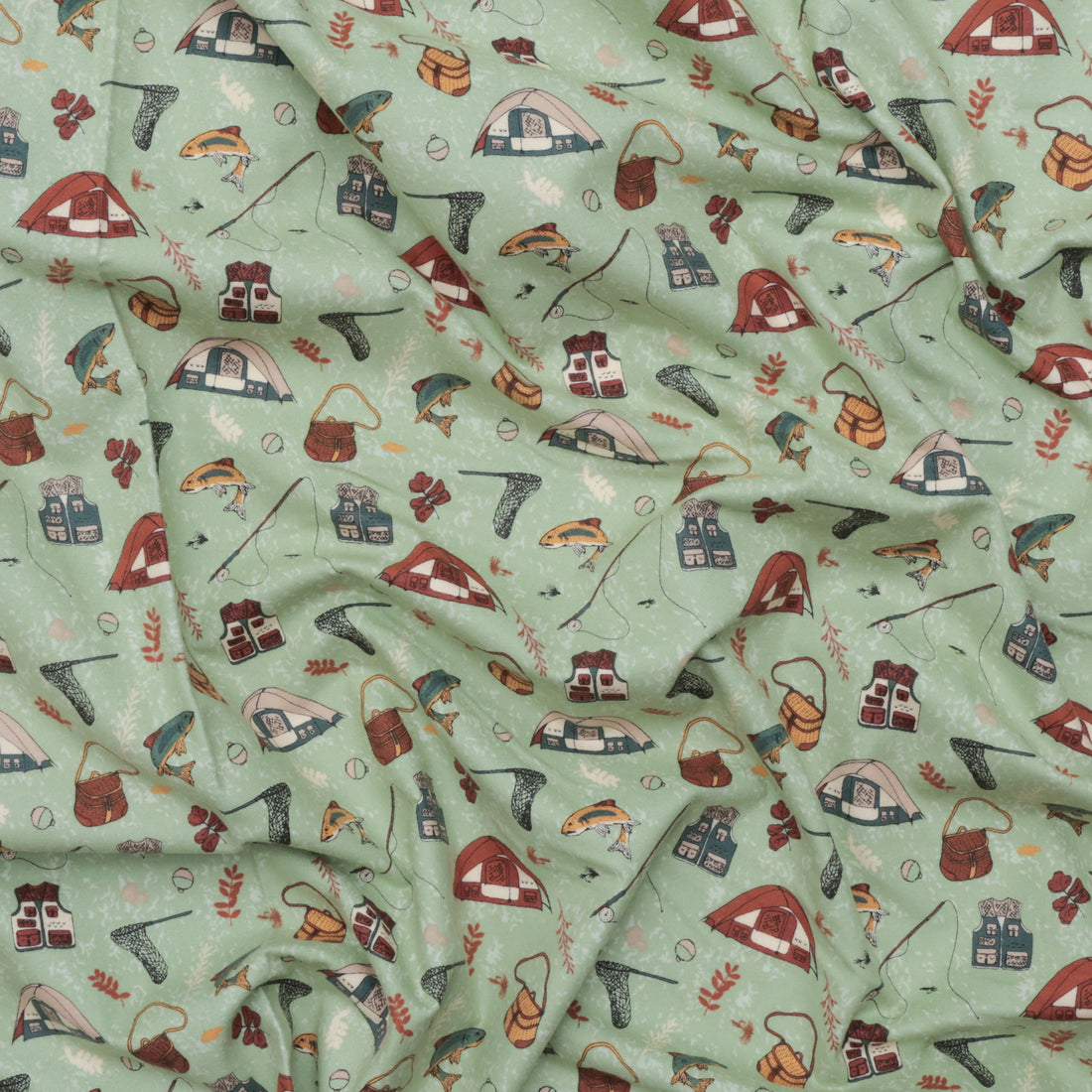 Riley Blake - Flannel - Lets Wander - Gone Fishing - Sage