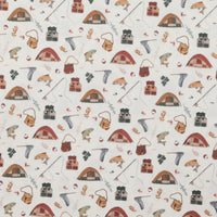Riley Blake - Flannel - Lets Wander - Gone Fishing - Cream