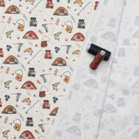 Riley Blake - Flannel - Lets Wander - Gone Fishing - Cream