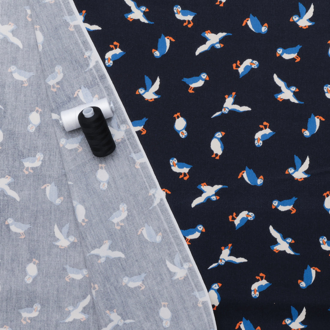 Sevenberry - Cotton - Canvas - Puffins - Navy