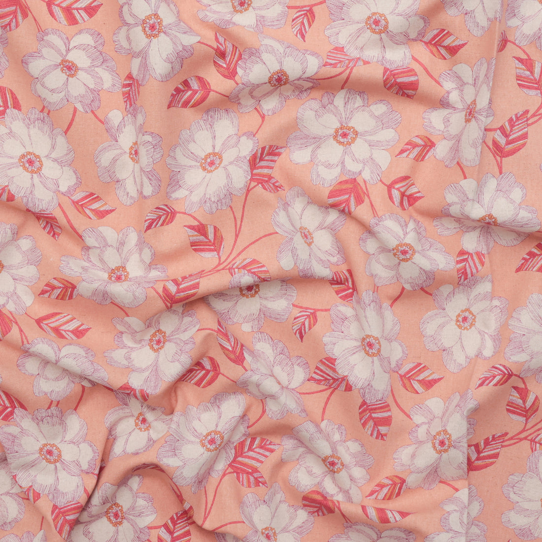 Sevenberry - Cotton Linen - Canvas - Floral - Peach