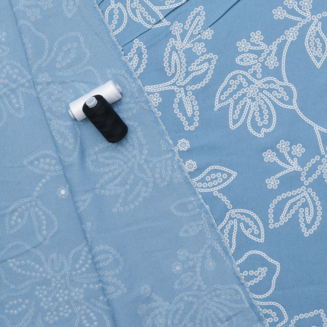 Cotton Blend - Chambray Burnout - Flower Vines - Assorted