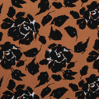 Rayon - Poplin Print - Roses - Gold Black