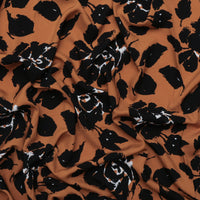 Rayon - Poplin Print - Roses - Gold Black