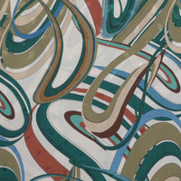 Viscose - Challis - Digital Print - Swirls - Beige Green