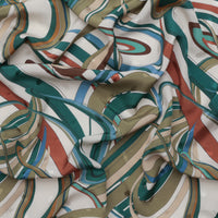 Viscose - Challis - Digital Print - Swirls - Beige Green