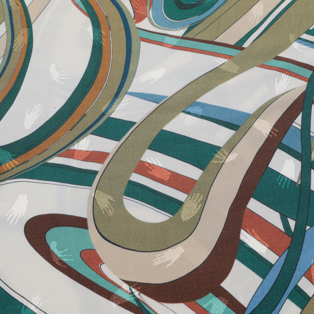 Viscose - Challis - Digital Print - Swirls - Beige Green