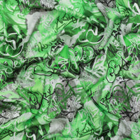 Viscose - Challis - Digital Print - Graffiti - Green Multi