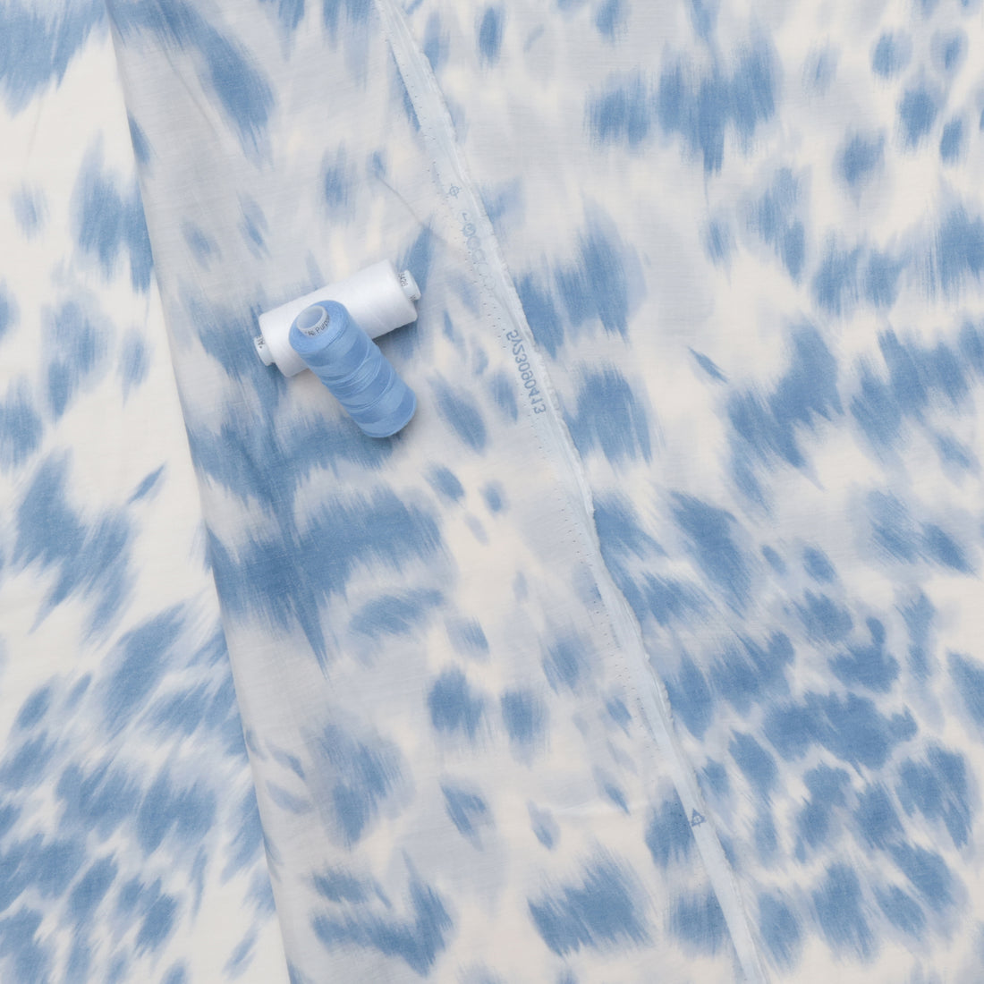 Rayon Blend - Challis - Print - Tie Dye - Ivory Blue