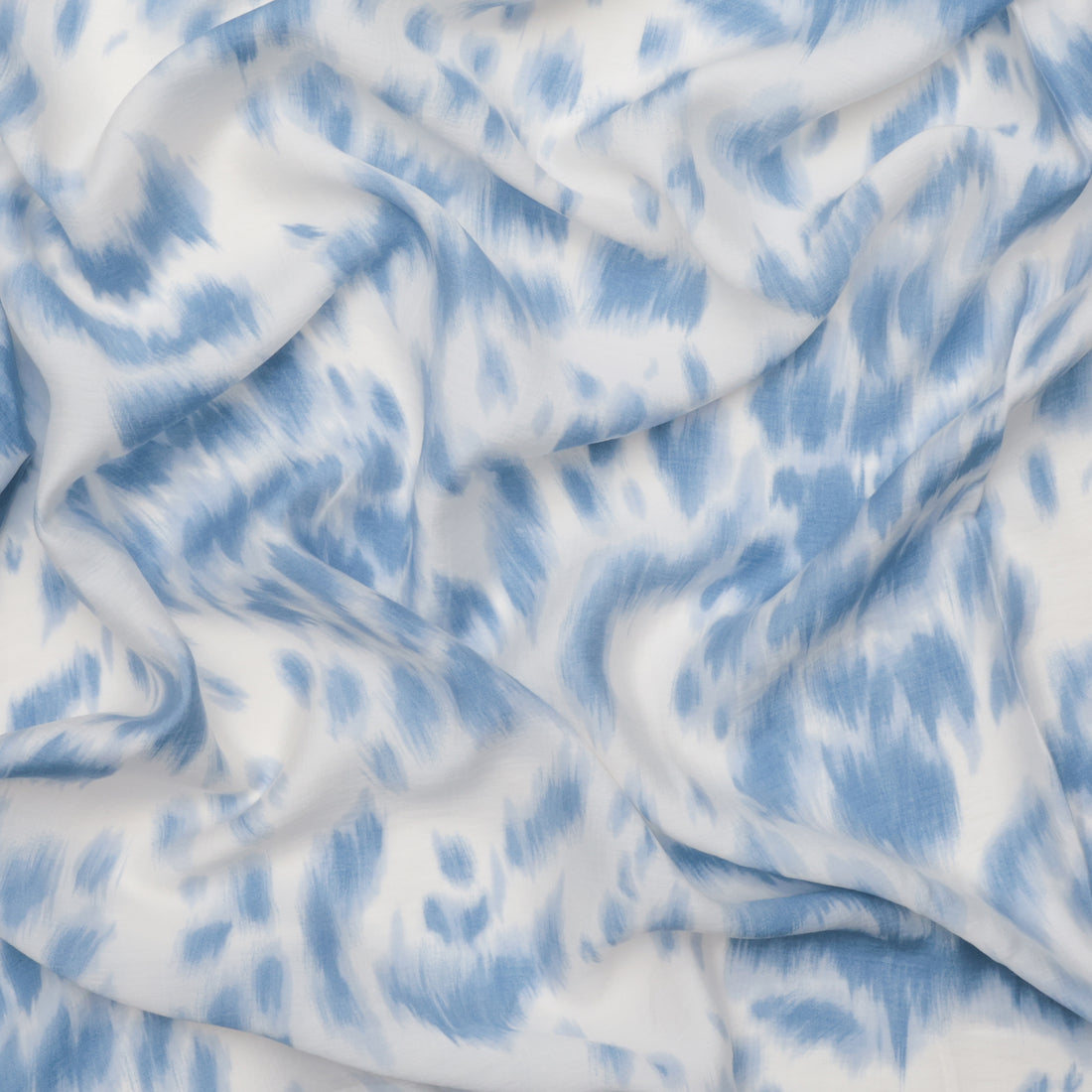 Rayon Blend - Challis - Print - Tie Dye - Ivory Blue