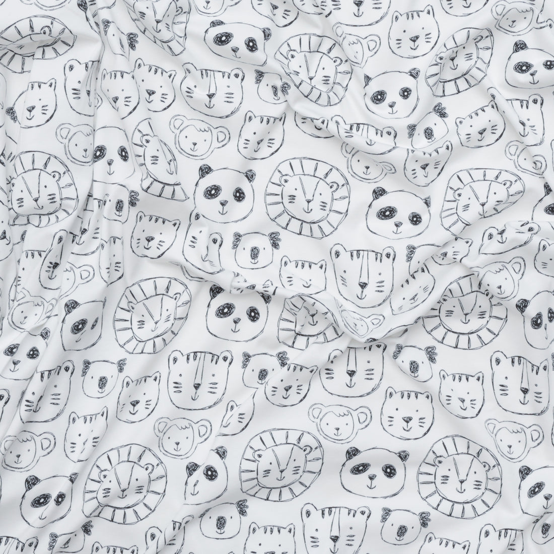 Cotton - Jersey Print - Animals Ivory