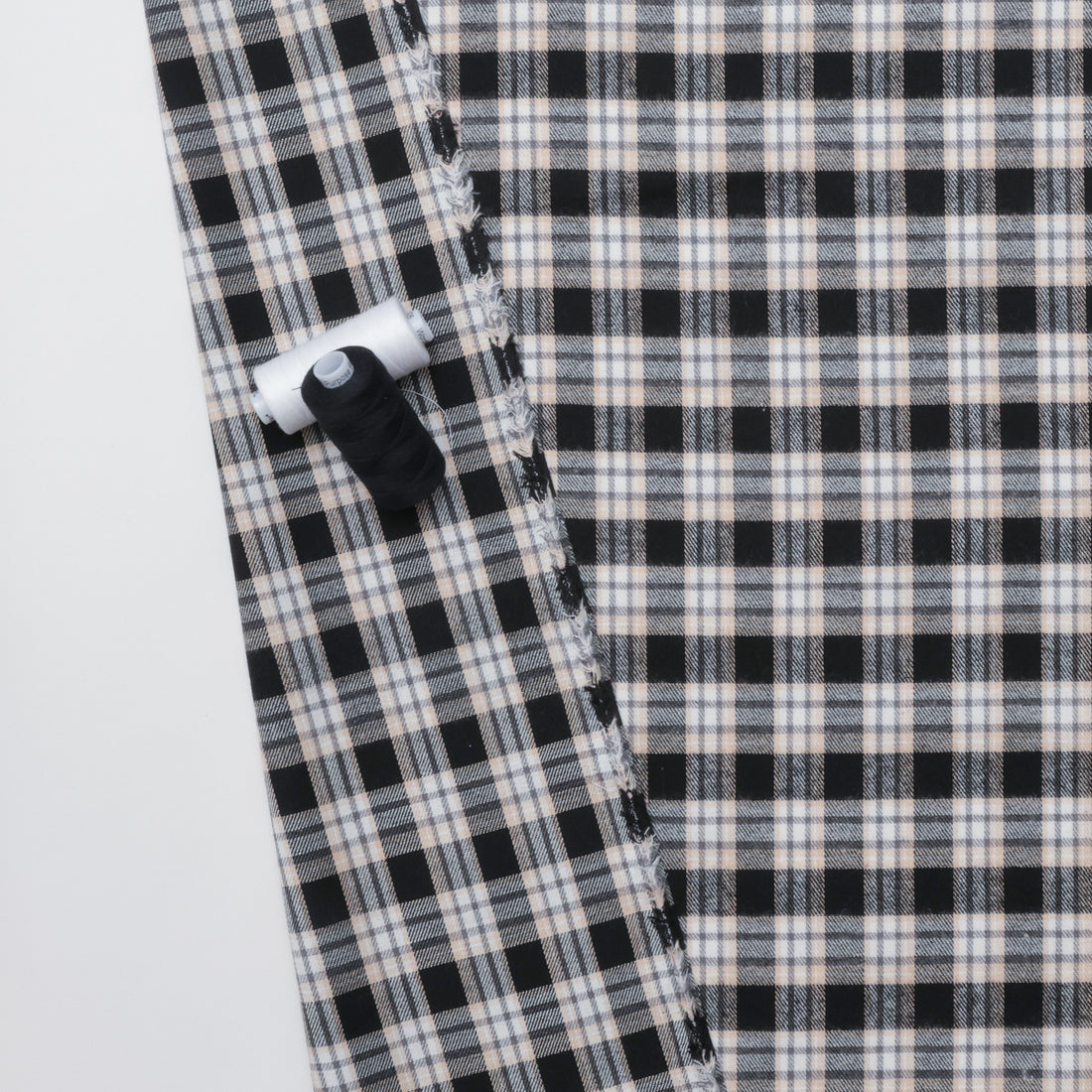 Cotton - Yard Dyed Plaid -  Black Tan