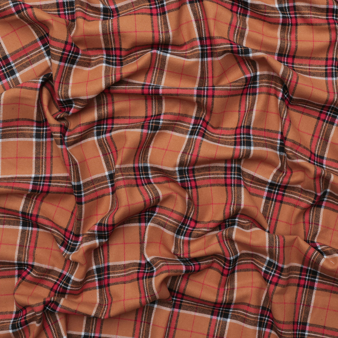 Cotton - Yard Dyed Plaid -  Ochre Red Black