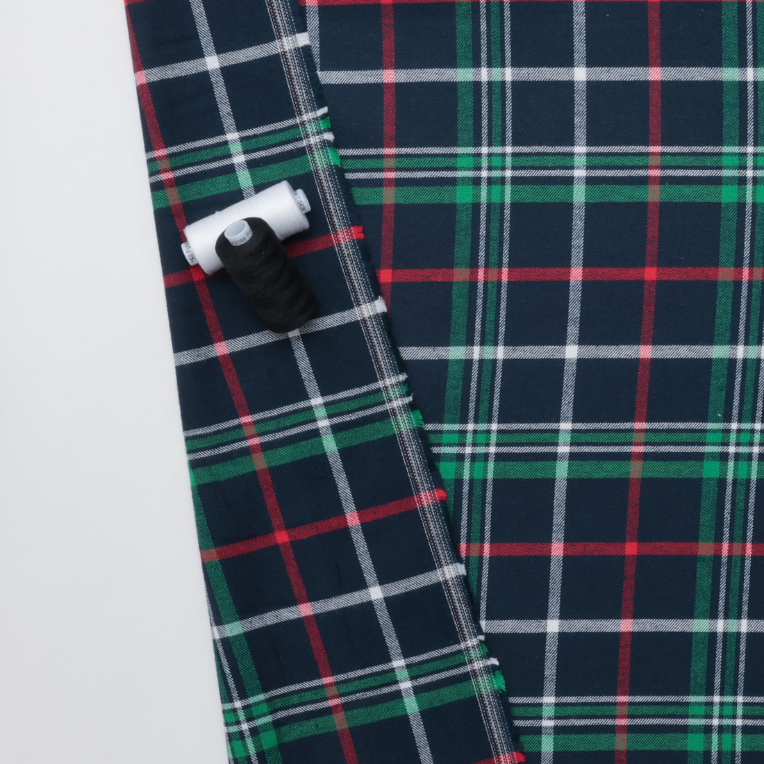 Cotton - Yard Dyed Plaid -  Navy Green Red