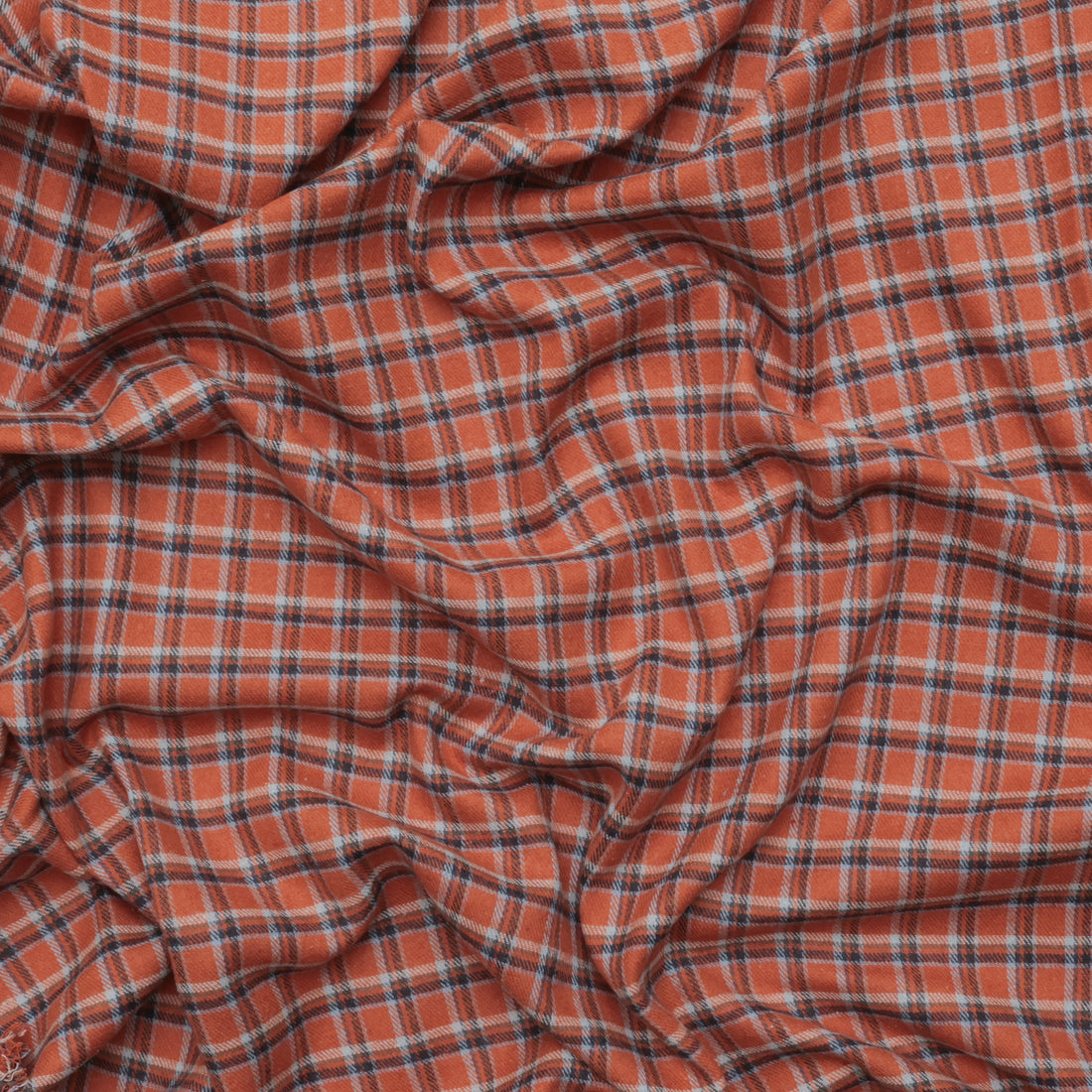 Cotton - Yard Dyed Plaid -  Rust Denim