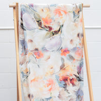 Rayon - Stretch Slub - Digital Print - White Tan Mult