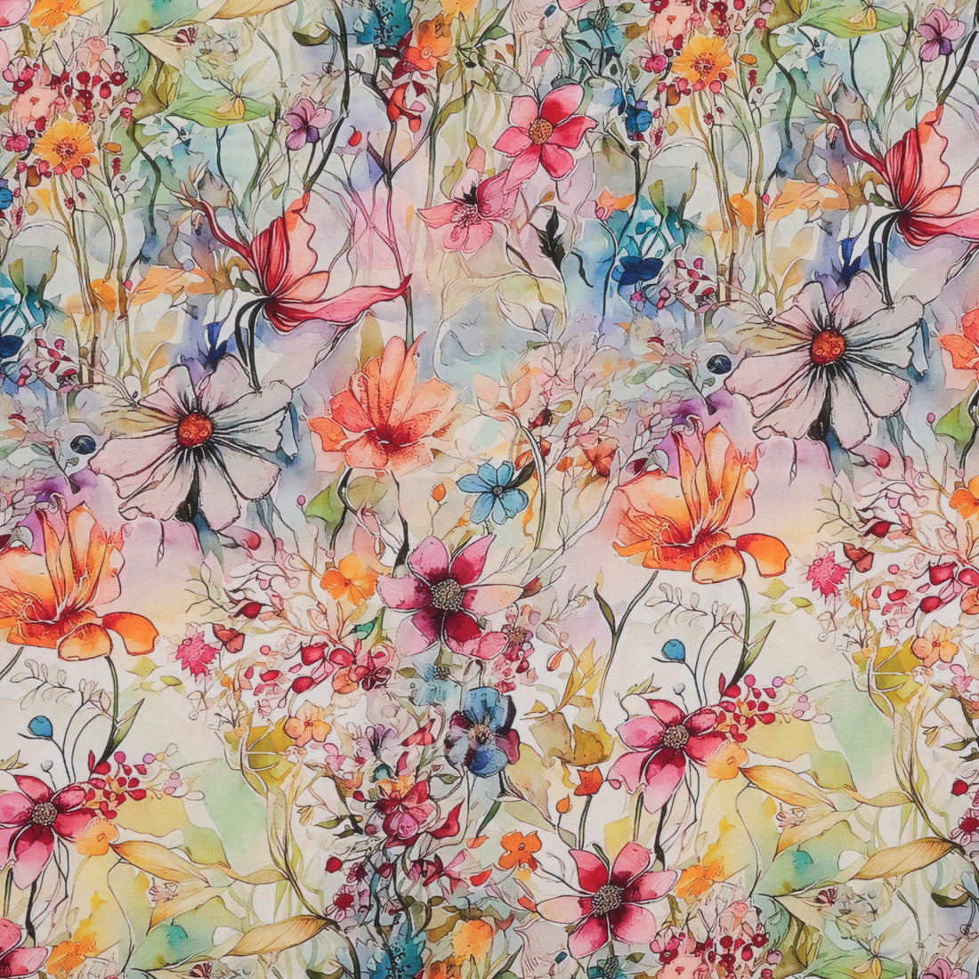 Rayon Linen - Palma Print - Floral Multi
