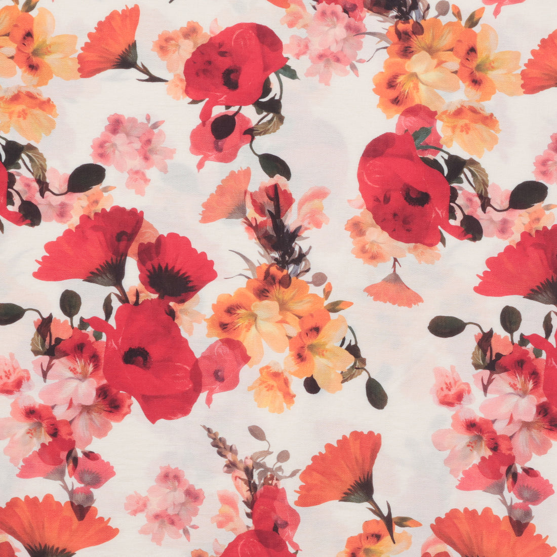 Rayon Blend - Santa Barbara - Print - Ivory Red
