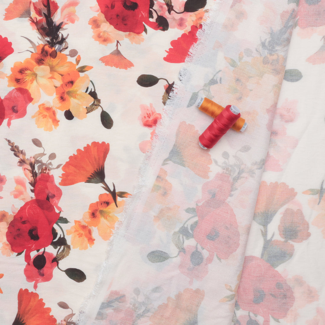 Rayon Blend - Santa Barbara - Print - Ivory Red