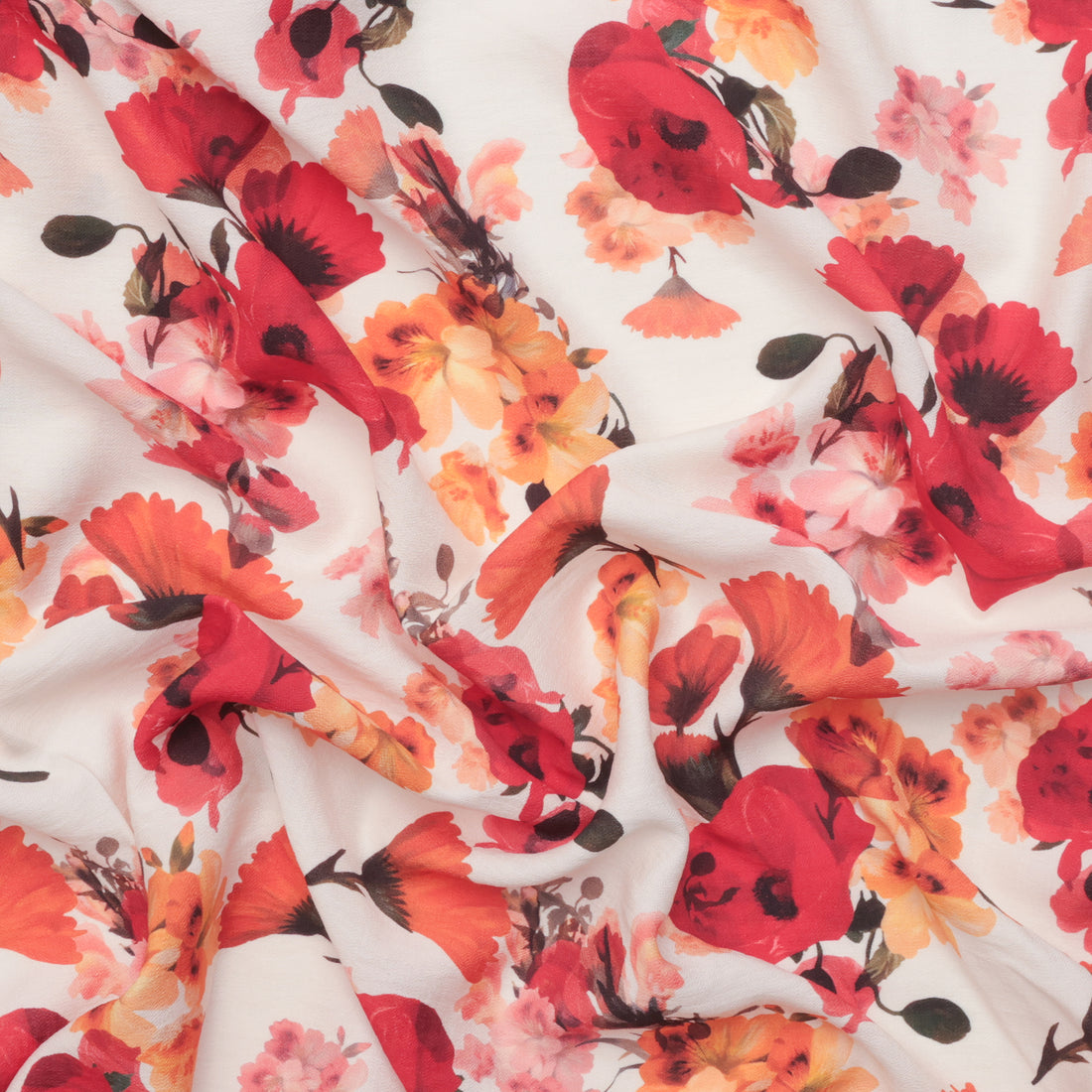 Rayon Blend - Santa Barbara - Print - Ivory Red