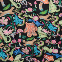 Rayon - Picasso Poplin - Digital Print - Black Lime