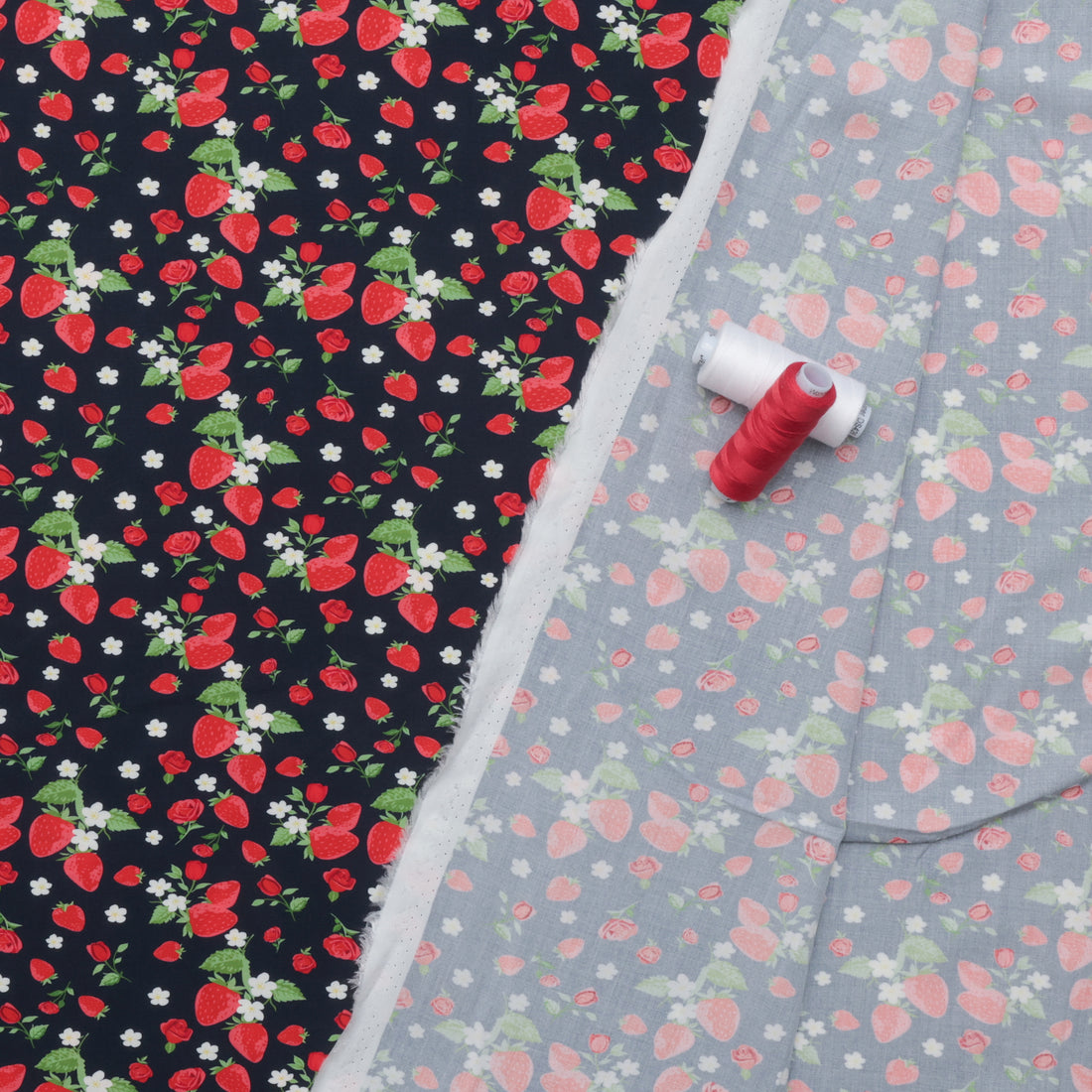 Rayon - Picasso Poplin - Digital Print - Navy Red
