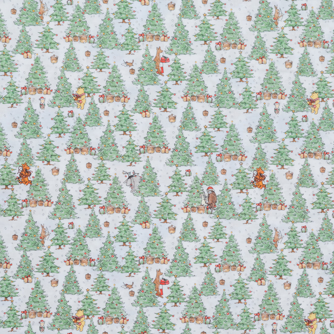 Studio E - Cotton - Christmas At Pooh Corner - Christmas Trees - Green Snow