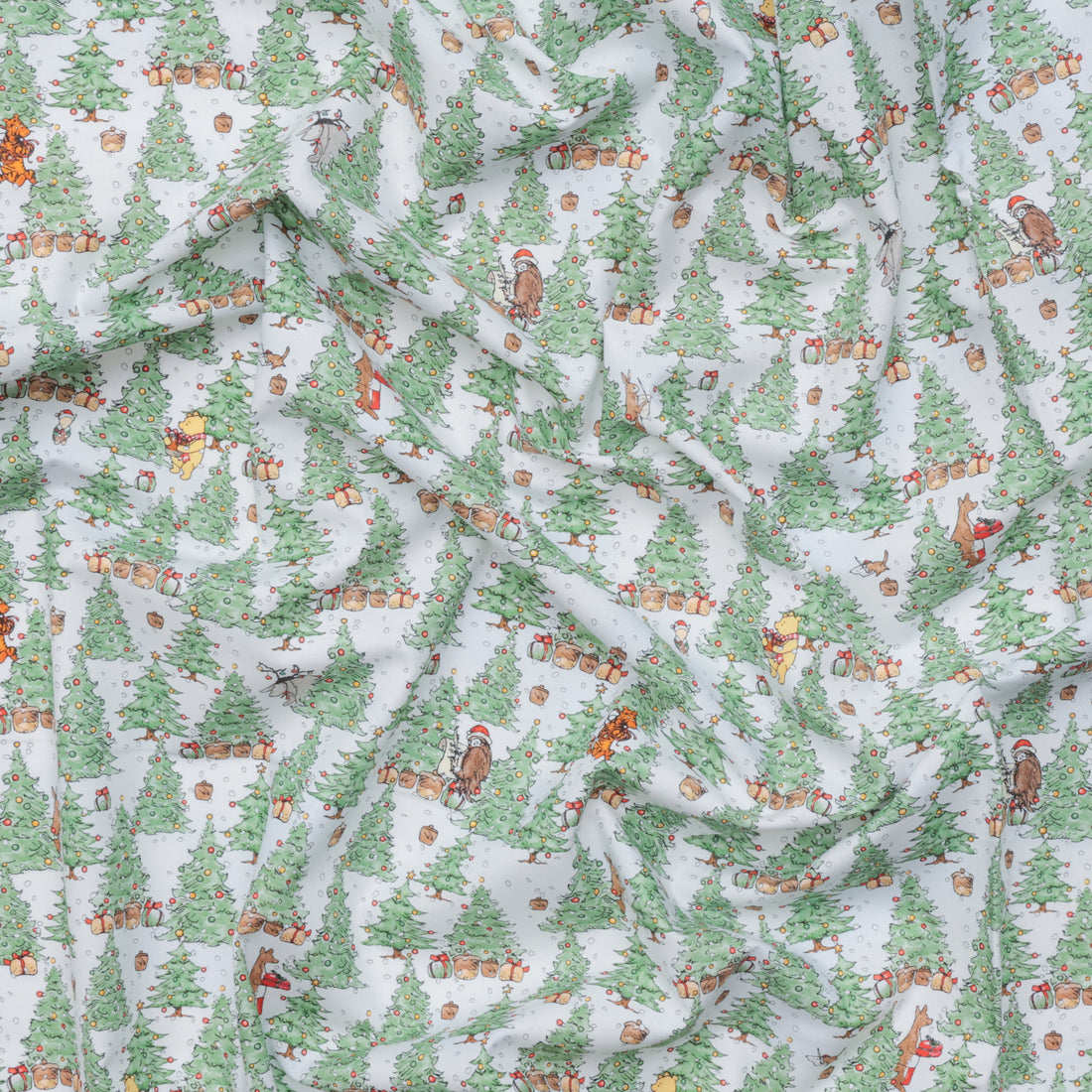 Studio E - Cotton - Christmas At Pooh Corner - Christmas Trees - Green Snow