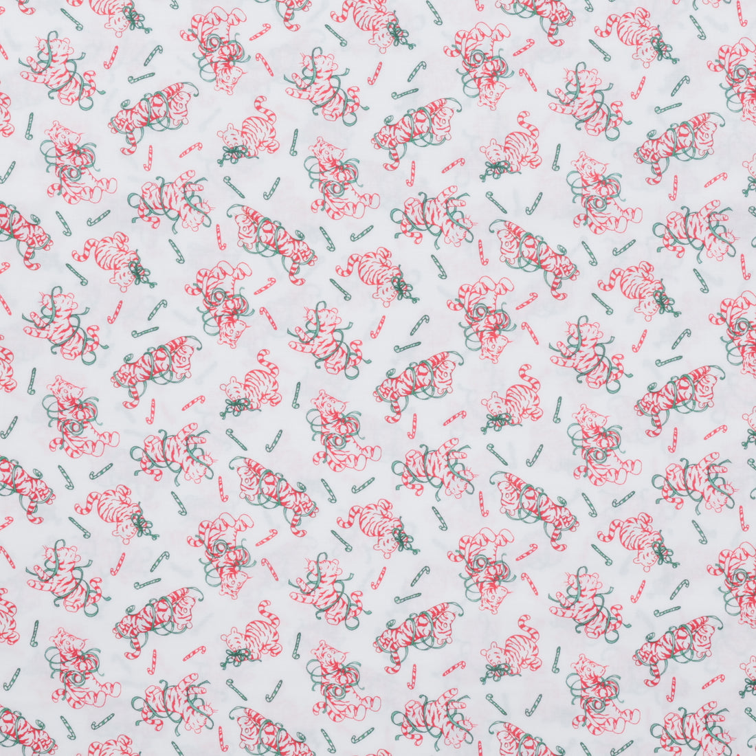 Studio E - Cotton - Christmas At Pooh Corner - Peppermint Tigers - White Red