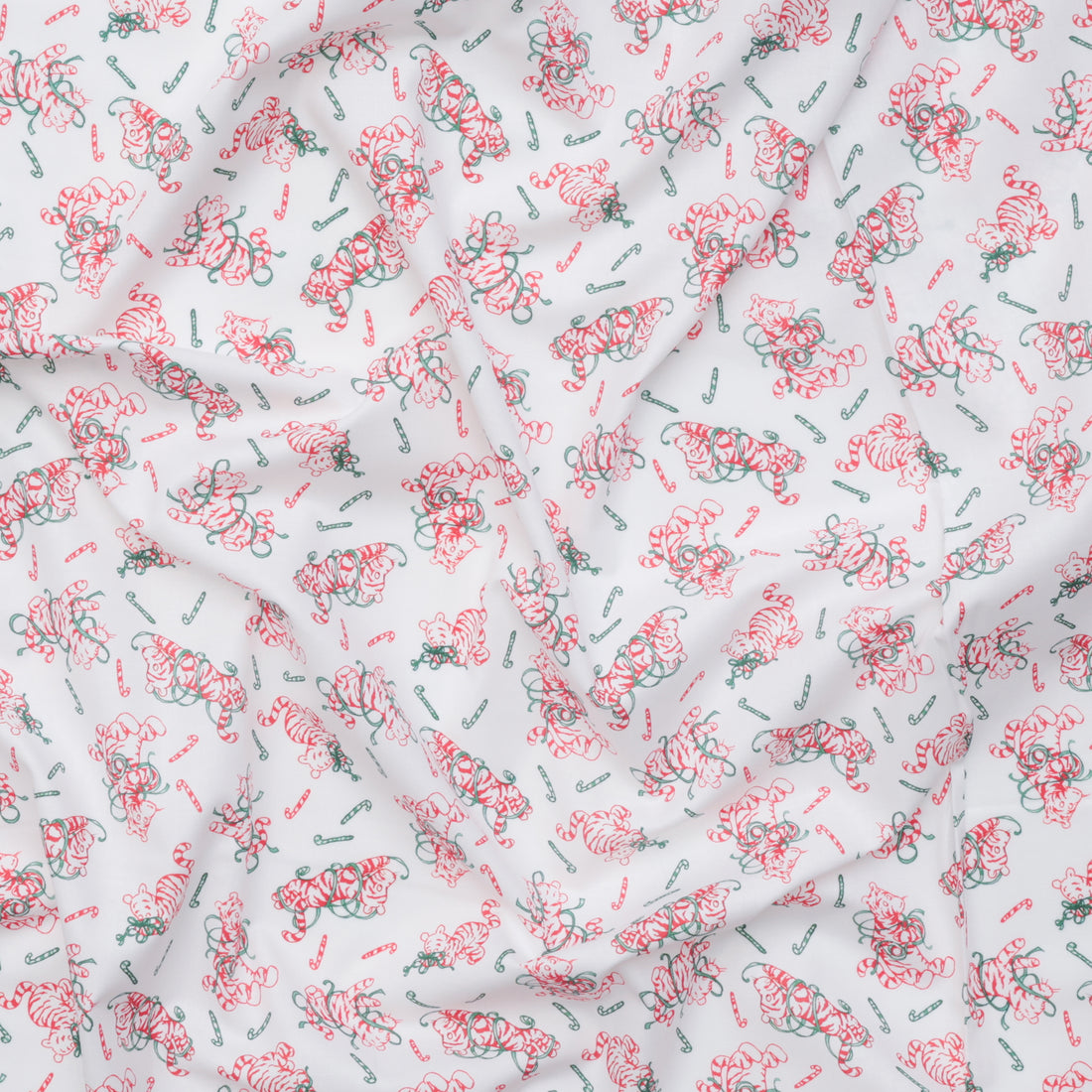 Studio E - Cotton - Christmas At Pooh Corner - Peppermint Tigers - White Red