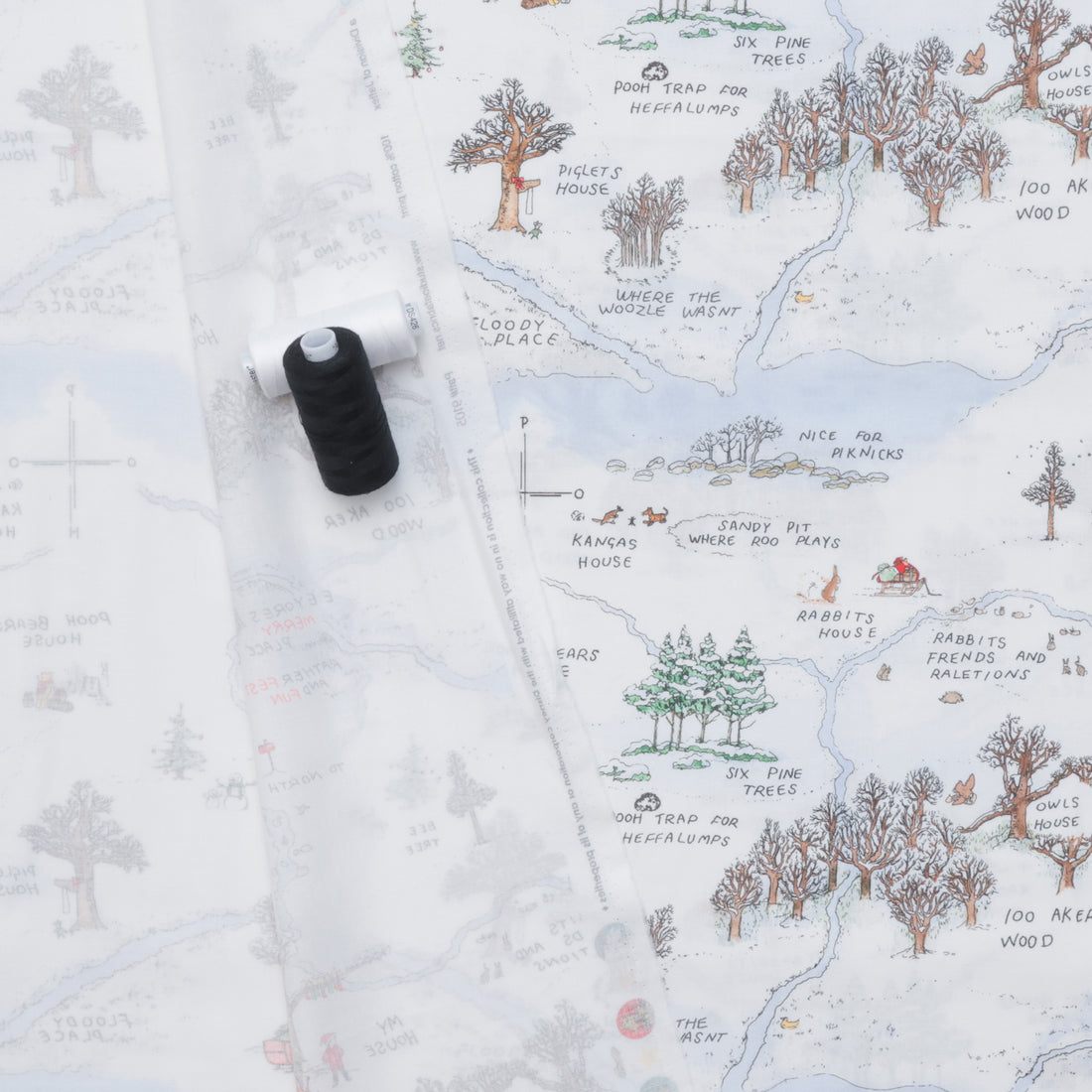Studio E - Cotton - Christmas At Pooh Corner - Frosted Acre Wood - Snow