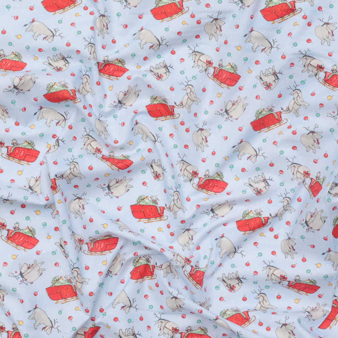 Studio E - Cotton - Christmas At Pooh Corner - Reindonkeys - Light Blue