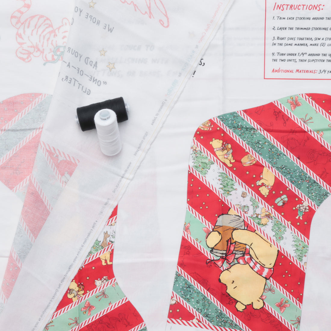 Studio E - Cotton - Christmas At Pooh Corner - Christmas Stockings - Panel