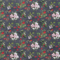 Camelot - Cotton - Joy To The World - Holiday Florals - Charcoal