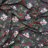 Camelot - Cotton - Joy To The World - Holiday Florals - Charcoal