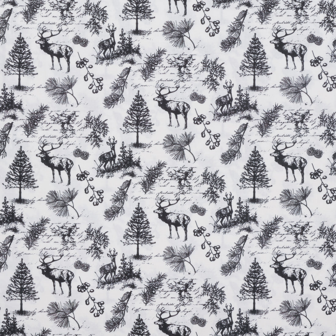Camelot - Cotton - Joy To The World - Woodland Sketch - White