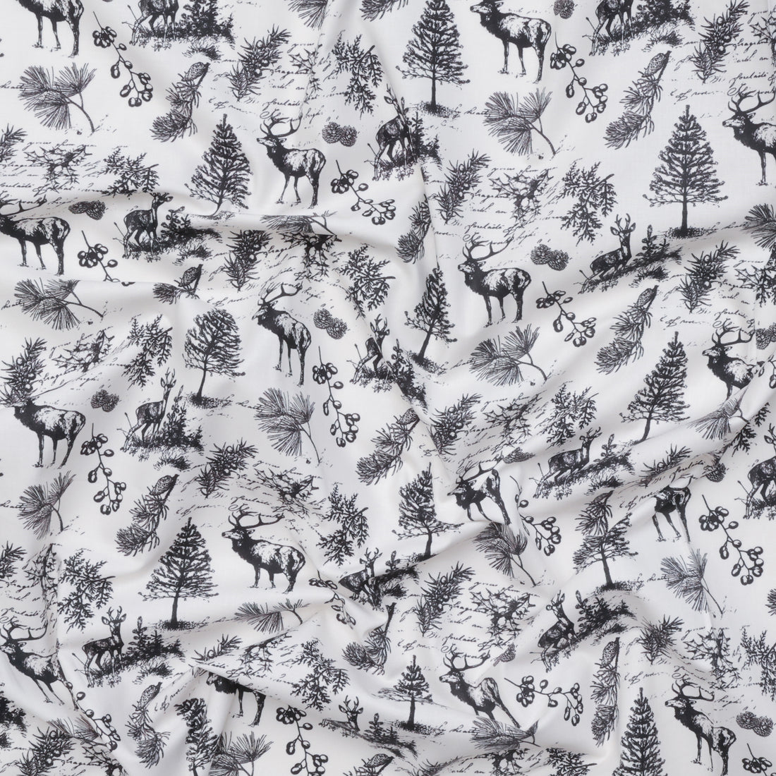 Camelot - Cotton - Joy To The World - Woodland Sketch - White