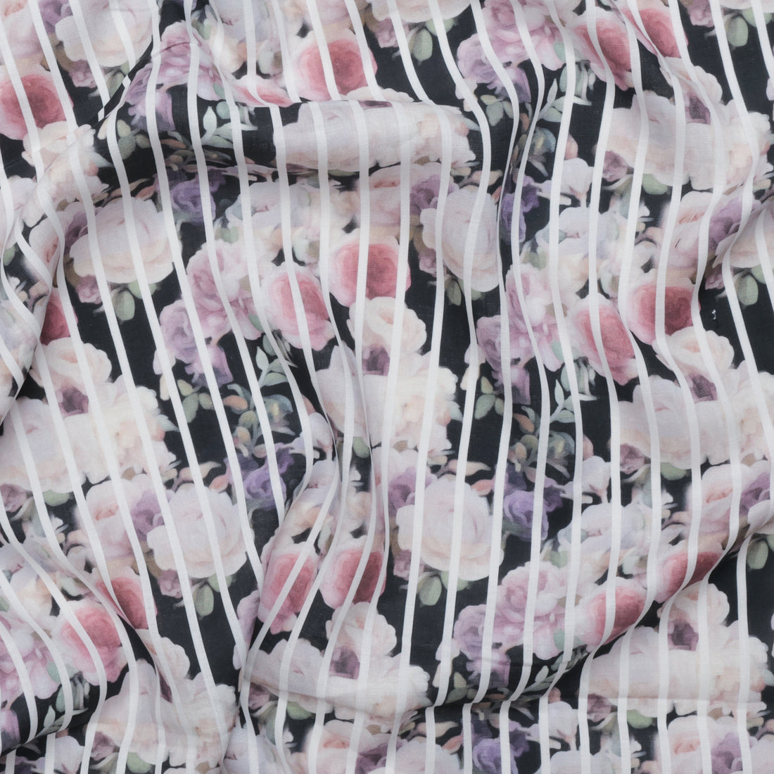 Linen - Digital Print - Black Multi