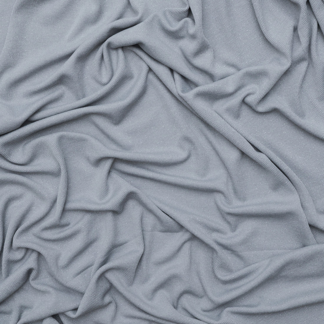Poly Blend - Lurex Ribbed Knit - Silver