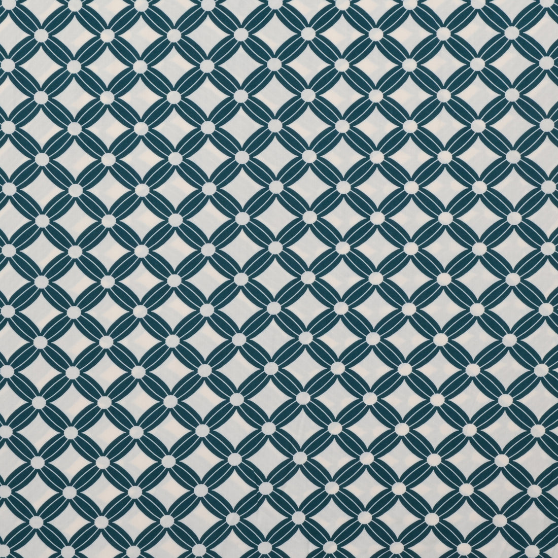 Viscose - Poplin Print - Lattice Flowers - Petrol