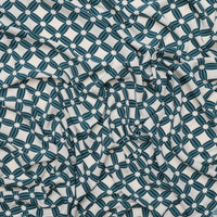 Viscose - Poplin Print - Lattice Flowers - Petrol