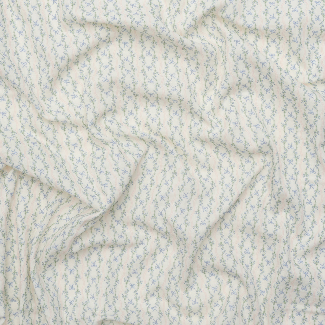Cotton - Heirloom - Double Gauze - Ivory Blue Bows Stripe