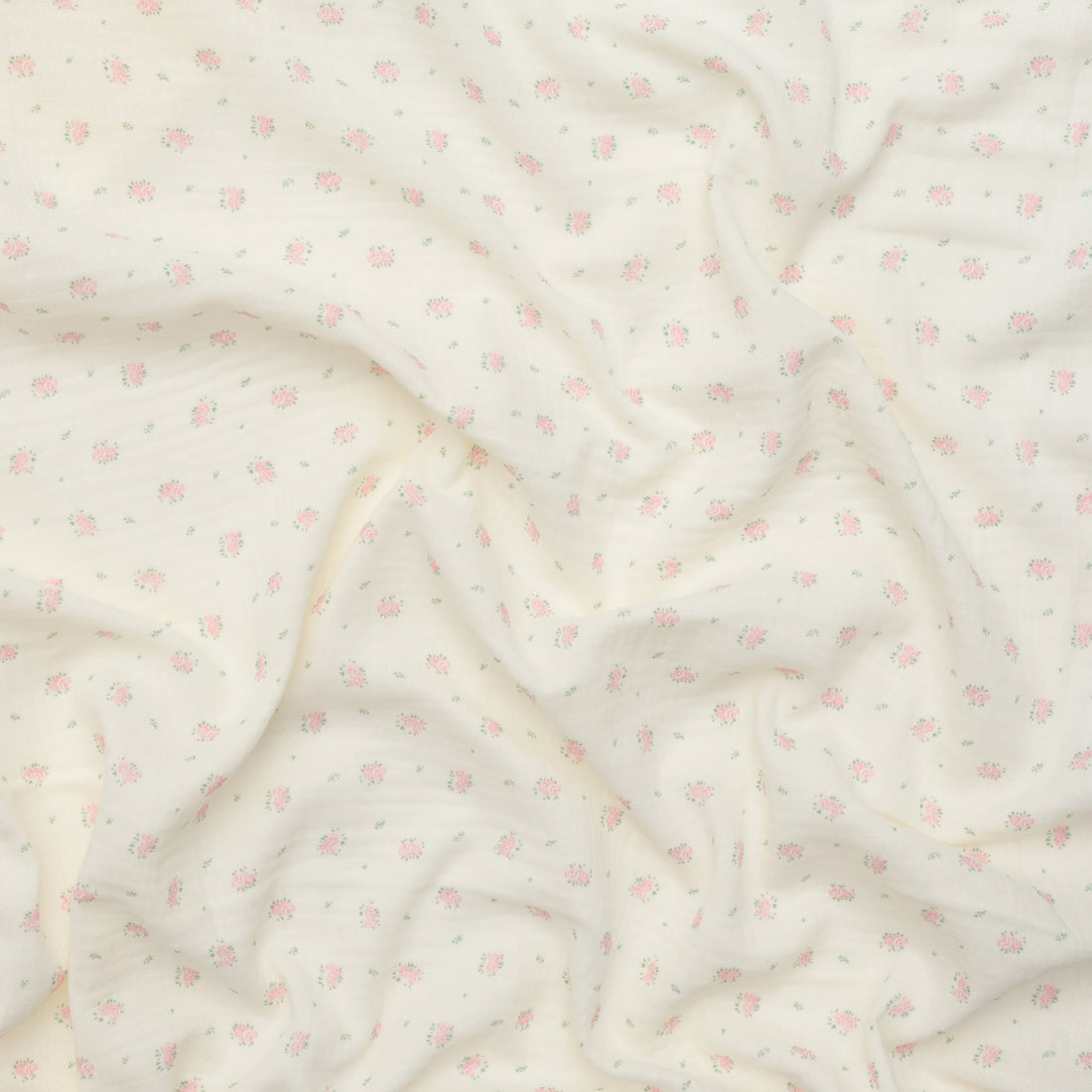 Cotton - Heirloom - Double Gauze - Ivory Pink Roses