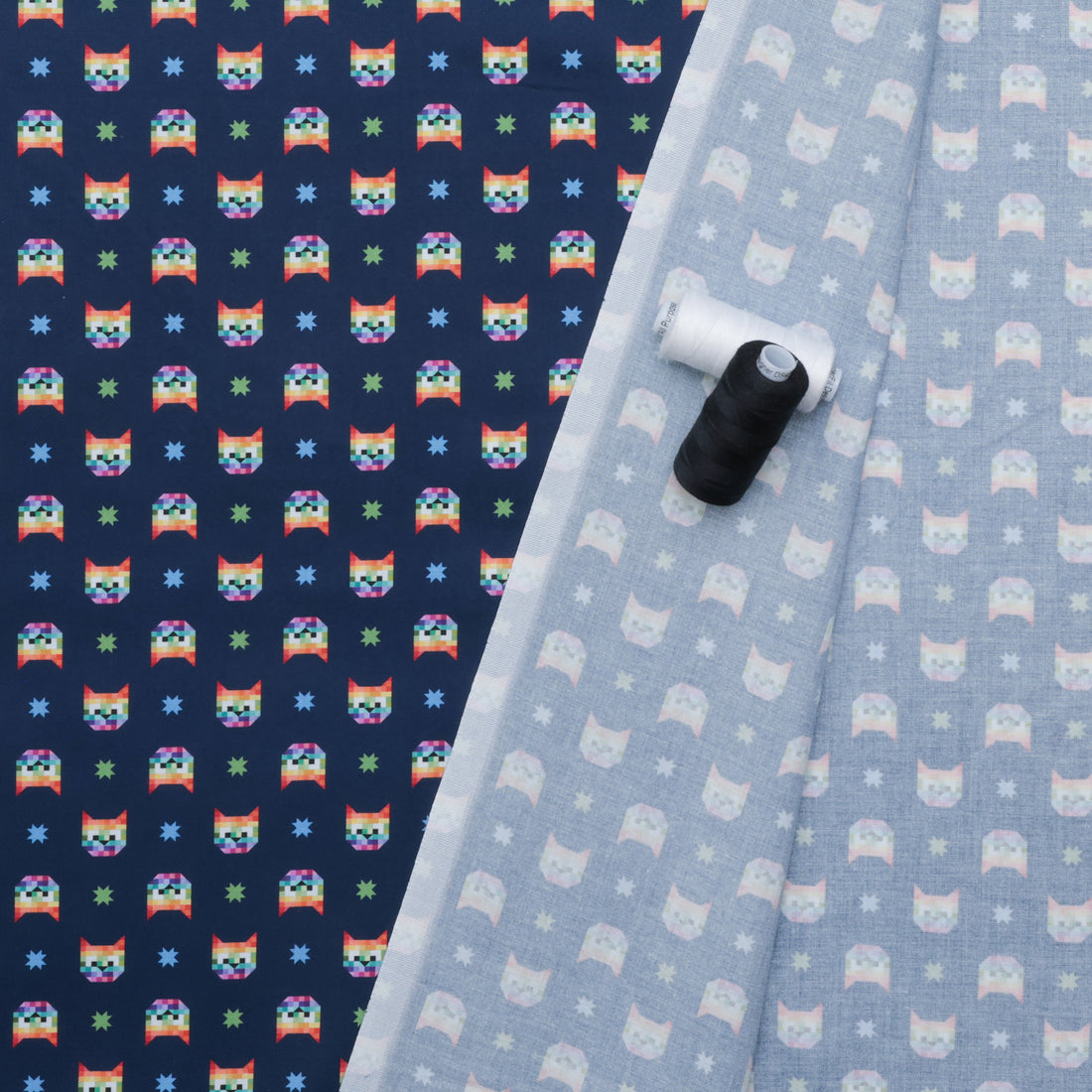 Dear Stella - Cotton - Meowter Space - Laser Cat - Navy