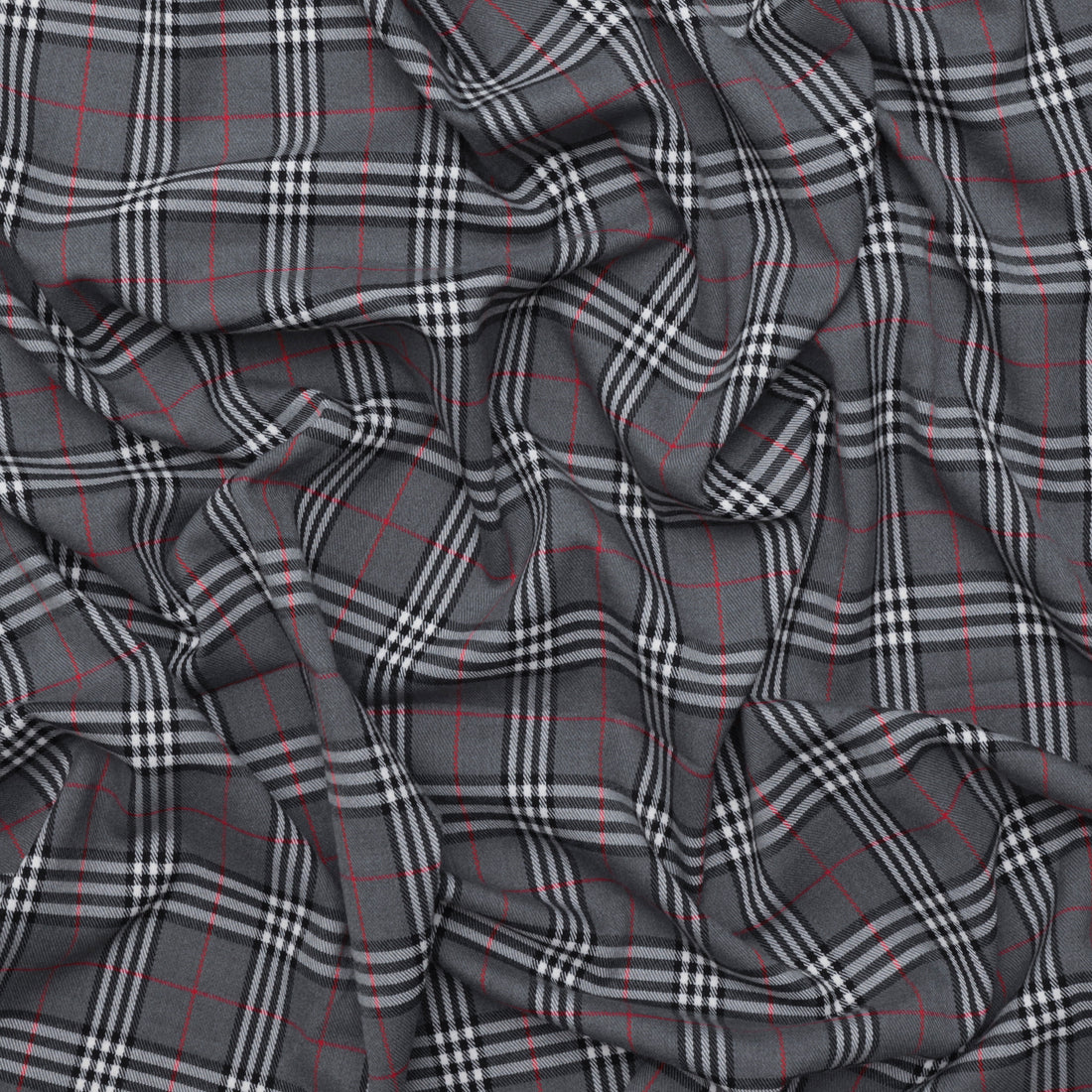 Viscose Blend - Italian Stretch Suiting - Plaid - Grey