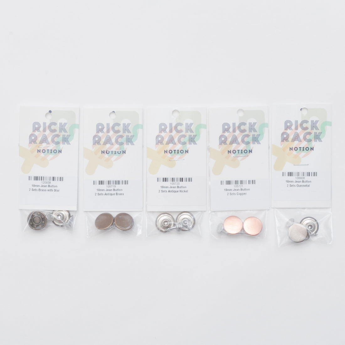 Jean Button - 17mm - 2 Sets - Assorted