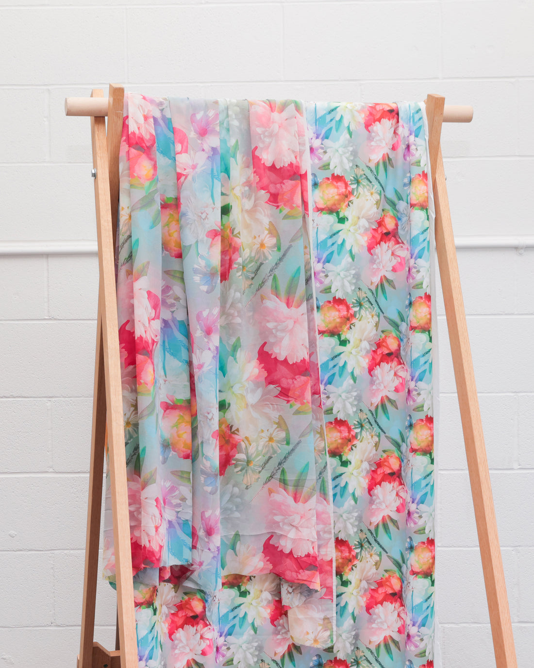 Poly Blend - Nautica - Swimwear Print - Blue Orange Rose
