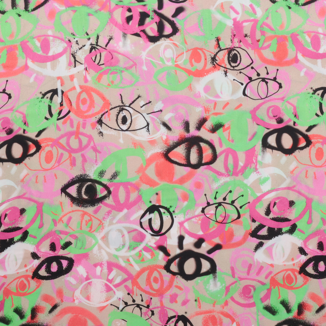 Viscose - Challis - Digital Print - Graffiti Eyes - Assorted